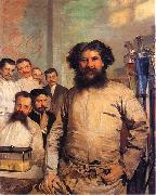 Leon Wyczolkowski Portrait of Ludwik Rydygier with his assistants. painting